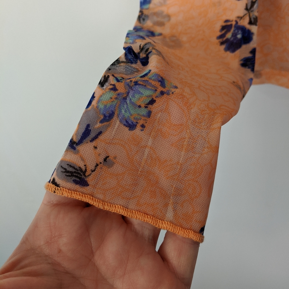 Free People Amber Orange Floral Top NWT - Picture 7 of 11
